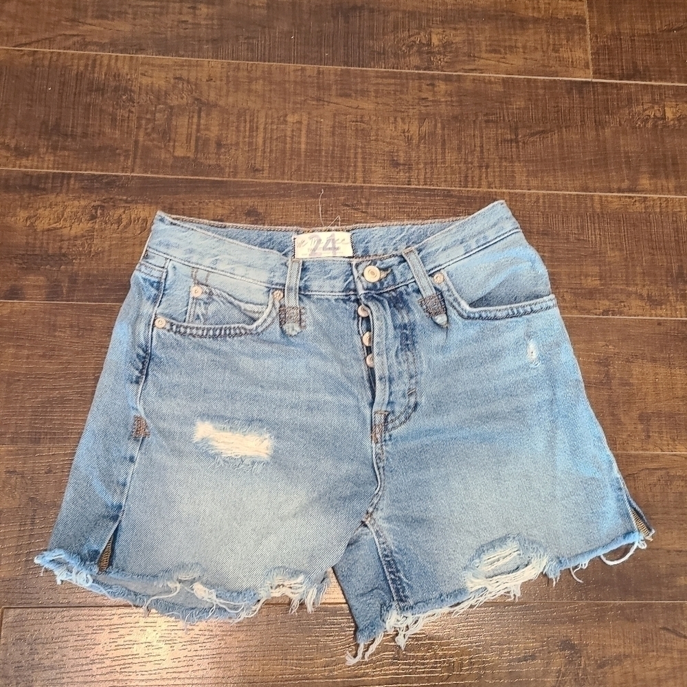 Free People We The Free high rise button fly denim shorts